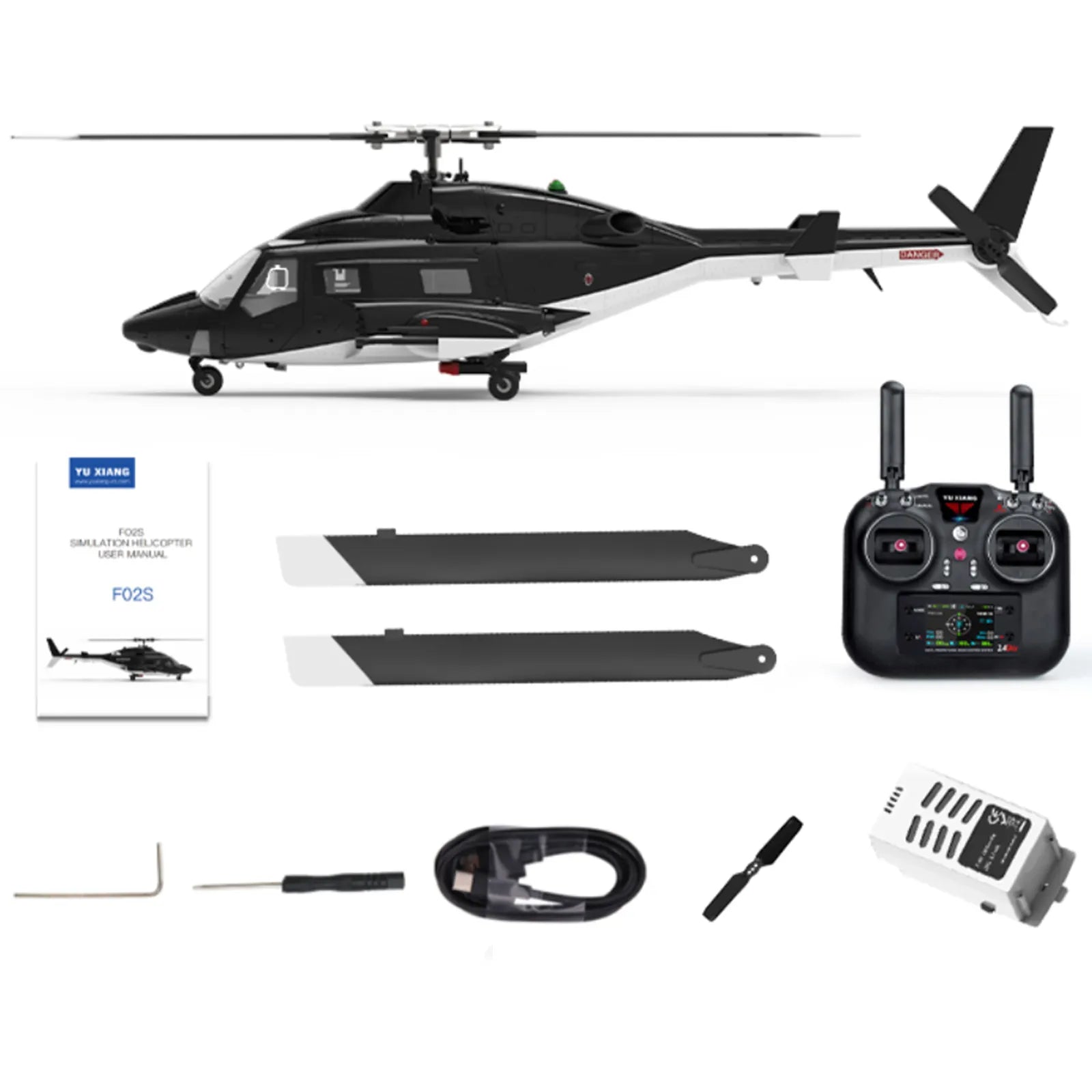 YUXIANG F02S Airwolf RC Helicopter 2.4G 9CH 6G GPS Optical Flow Localization Altitude Hold Dual Brushless 1:34 Flybarless Helicopter