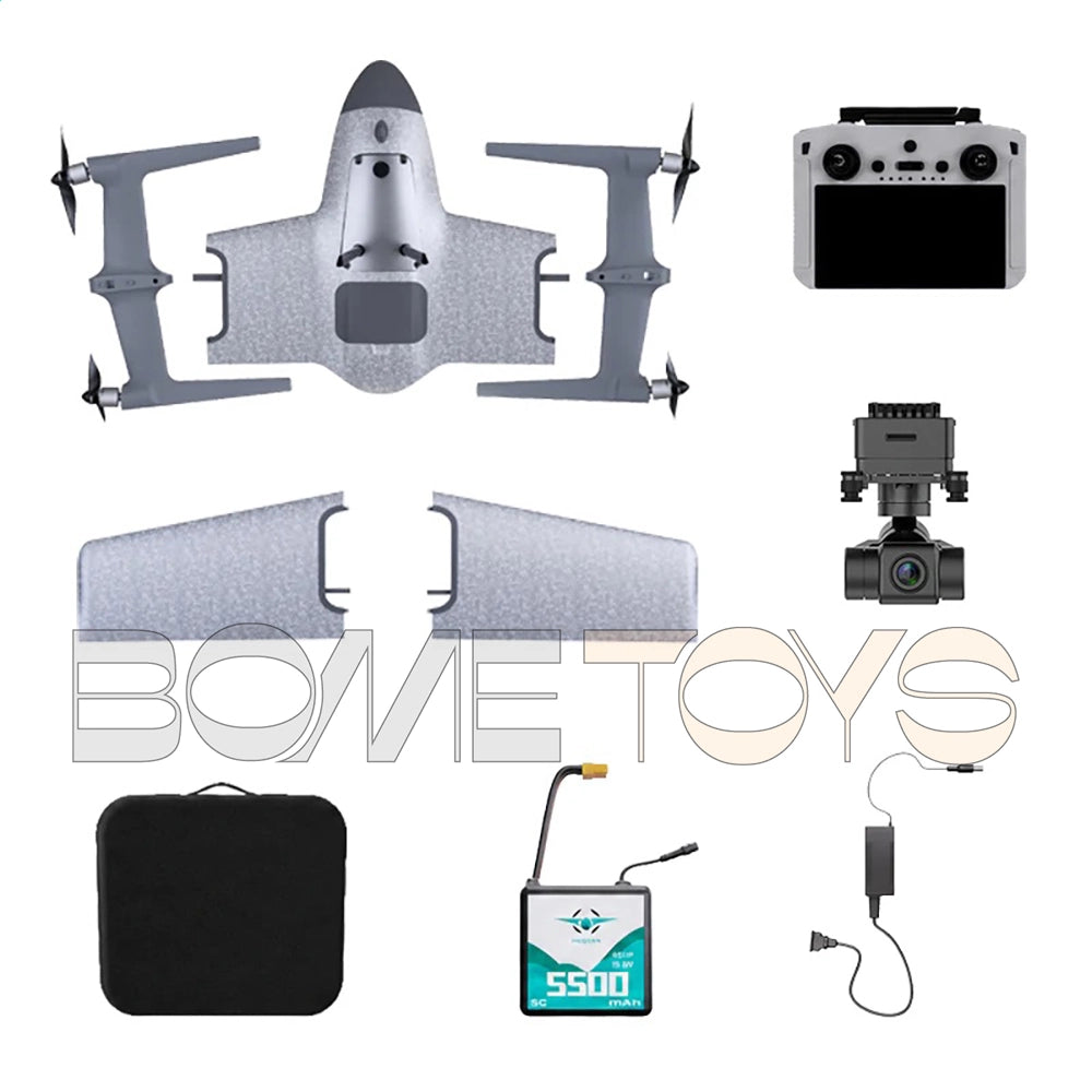 HEQUVA Swan Voyager K8-V2 VTOL Fixed Wing UAV 60 Min Flight Time 4K FPV RC Drone RTF