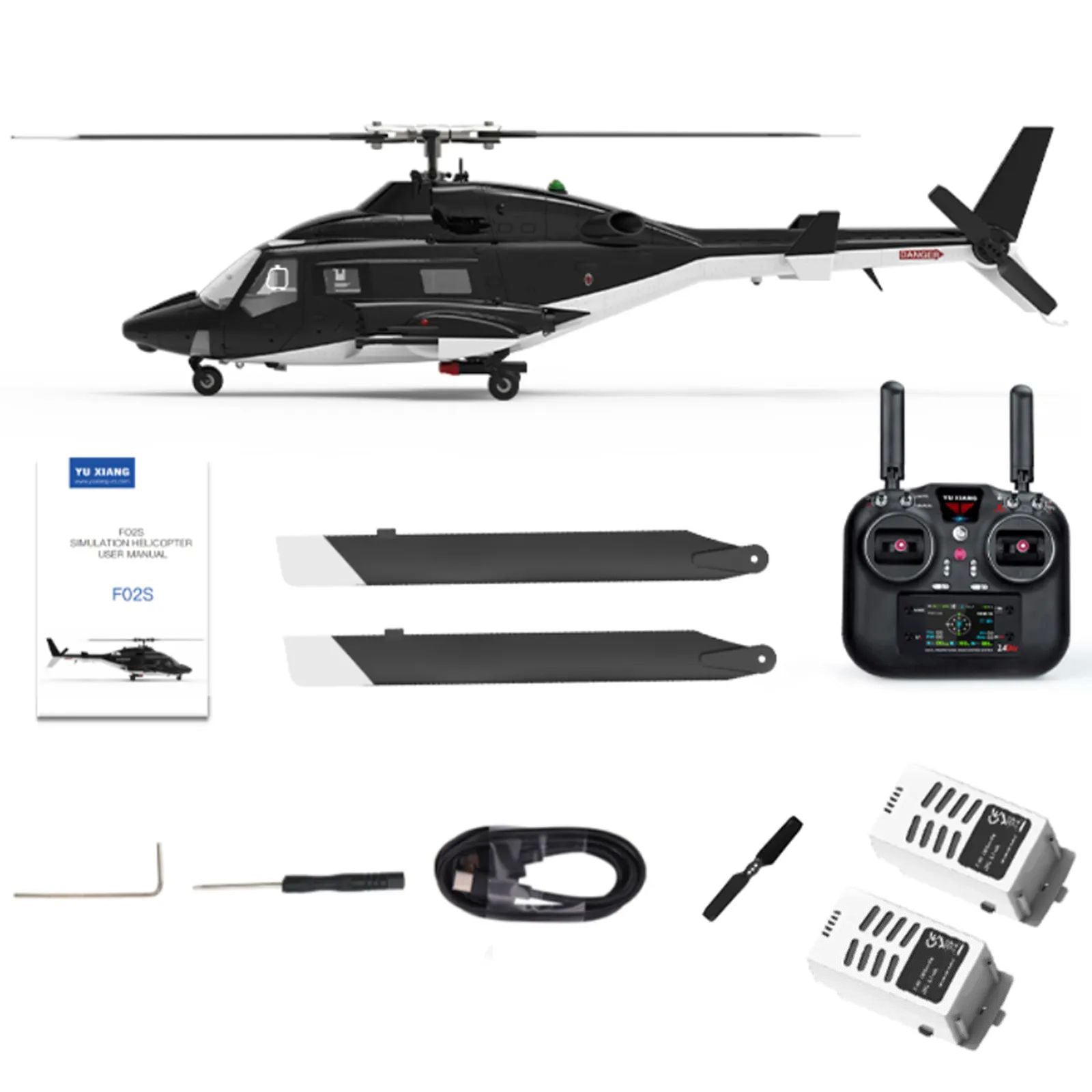 YUXIANG F02S Airwolf RC Helicopter 2.4G 9CH 6G GPS Optical Flow Localization Altitude Hold Dual Brushless 1:34 Flybarless Helicopter
