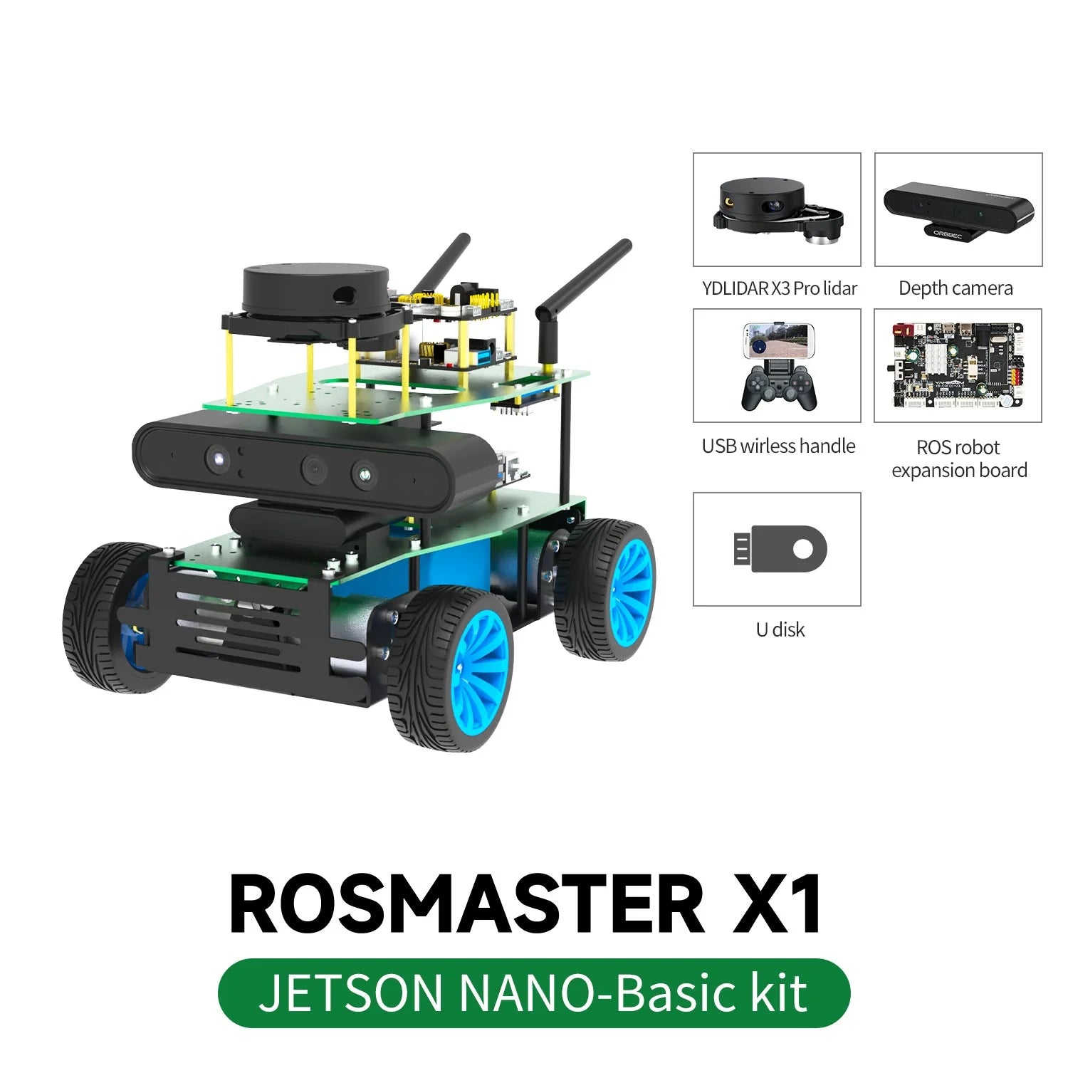 ROSMASTER X1 ROS STEM Education Python Programming Robot for Jetson NANO 4GB/TX2 NX/RaspberryPi 4B