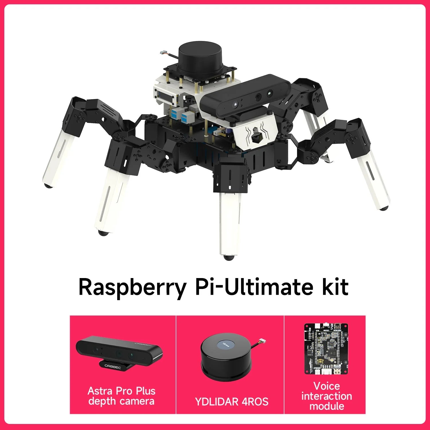 Yahboom 18DOF Muto RS Hexapod Robot ROS2 STEM Education Python Programming Robot for Raspberry Pi 4B and NVIDIA Jetson NANO