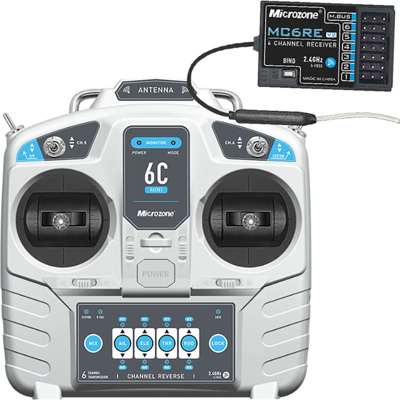 MicroZone MC6C Mini V2 2.4G 6CH Controller Transmitter MC7RB / MC6RE Receiver Radio System For RC Airplane Drone Multirotor Helicopter Boat