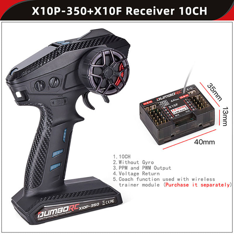 DumboRC X10P-350 10CH 2.4GHZ 4.8-12V RC Transmitter with X10F Receiver for Remote Control Car Boat Tank Model Toy Accessories