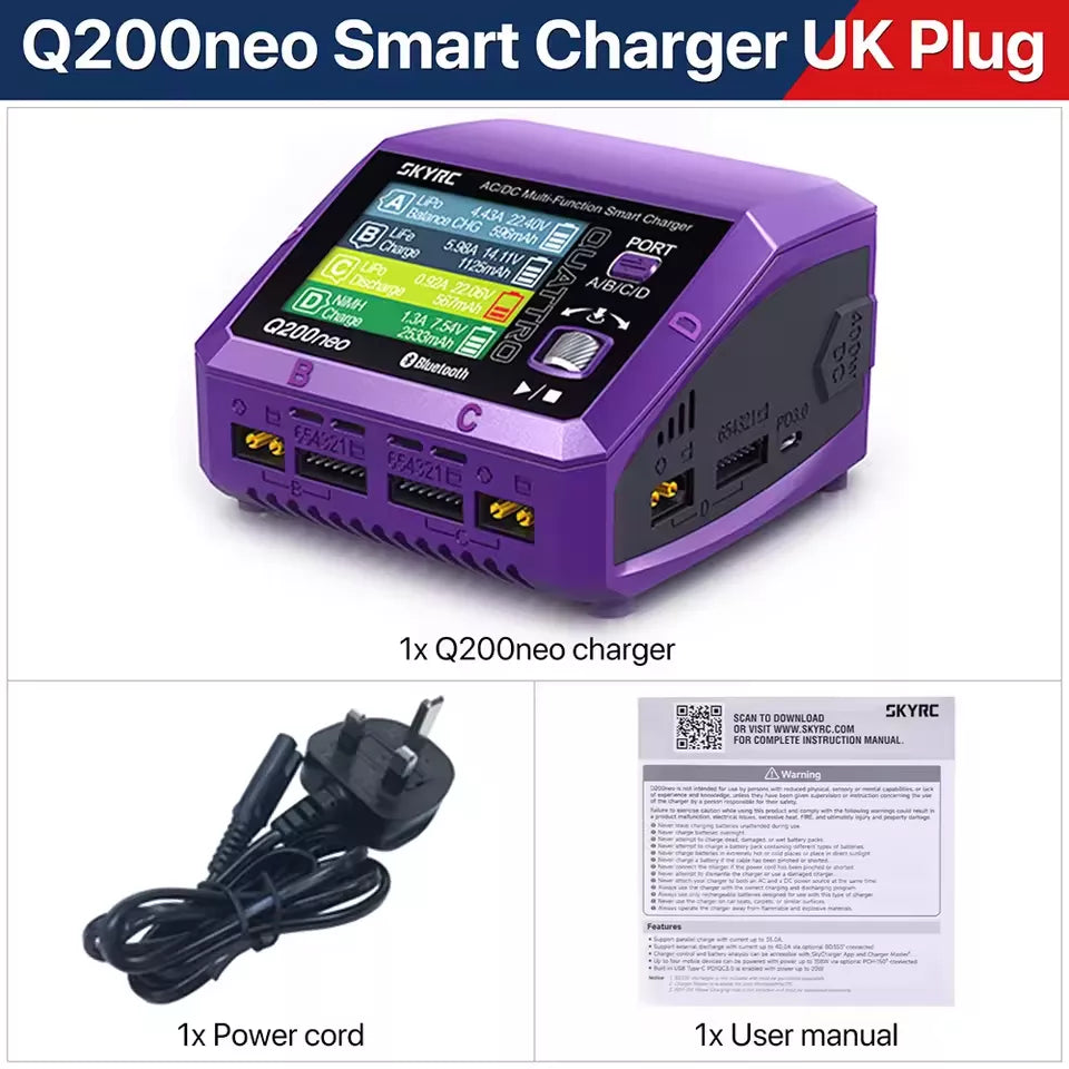 SKYRC Q200neo Lipo Battery Balance Charger Discharger AC200W DC400W 10A for 1-6S LiPo Li-ion Life LiHV 2-15s NiCd NiMH PB