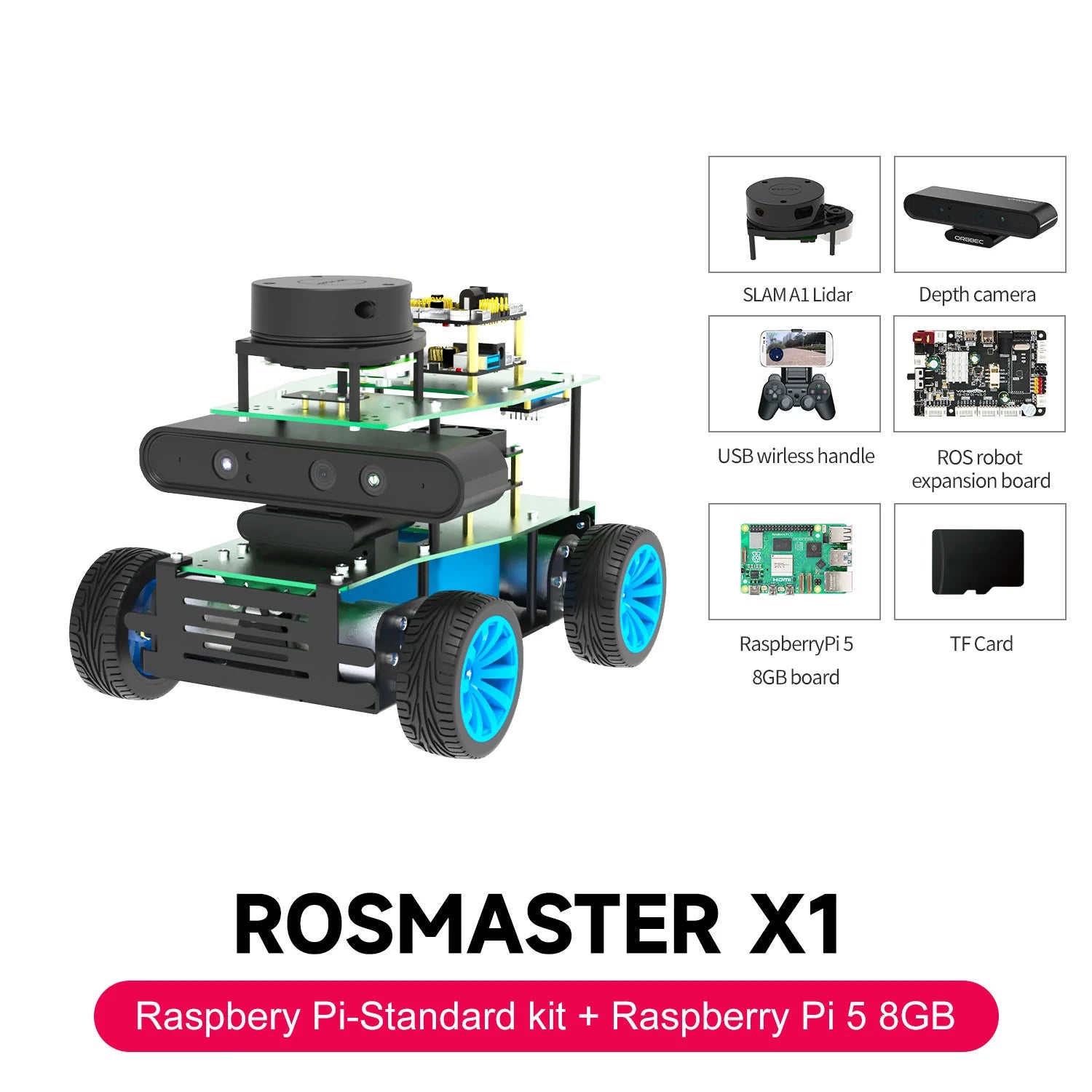 ROSMASTER X1 ROS STEM Education Python Programming Robot for Jetson NANO 4GB/TX2 NX/RaspberryPi 4B
