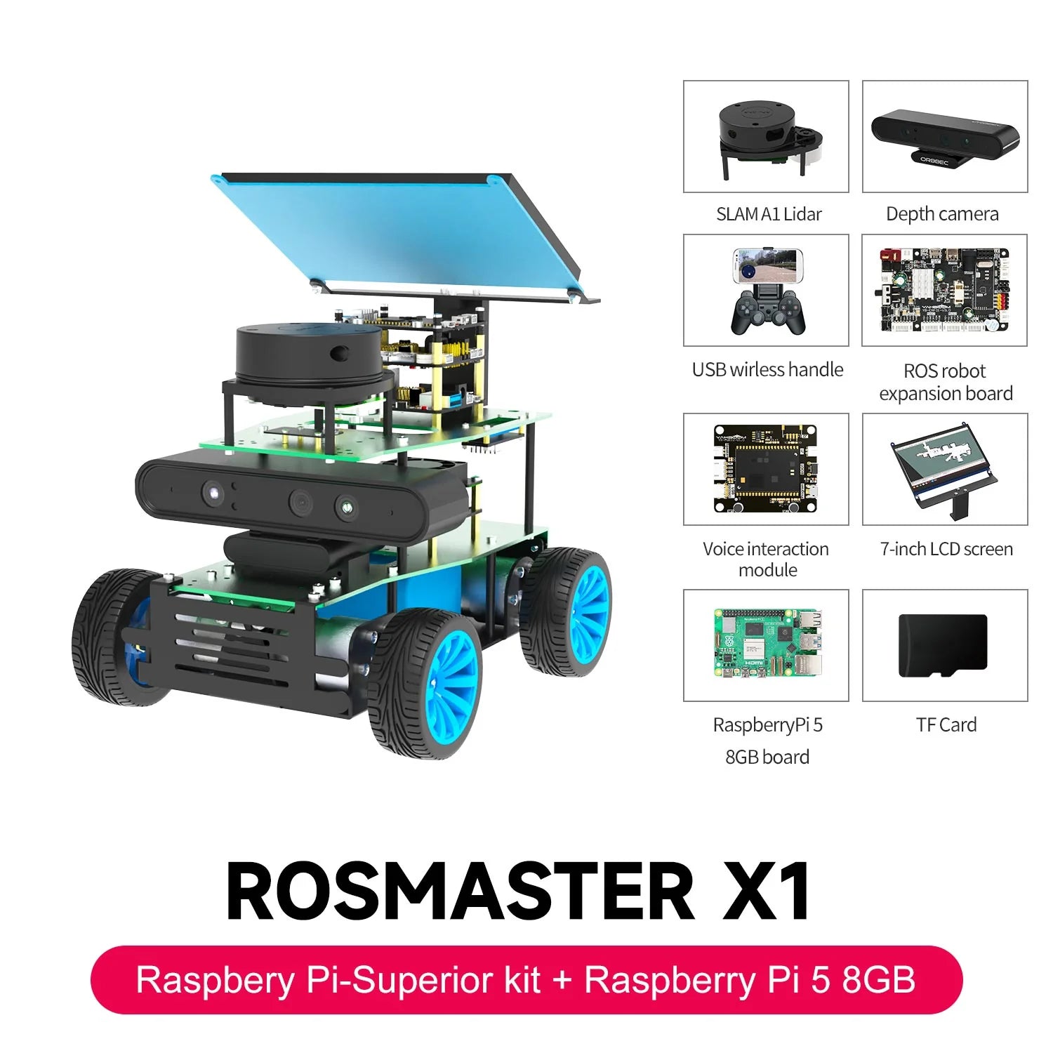 ROSMASTER X1 ROS STEM Education Python Programming Robot for Jetson NANO 4GB/TX2 NX/RaspberryPi 4B
