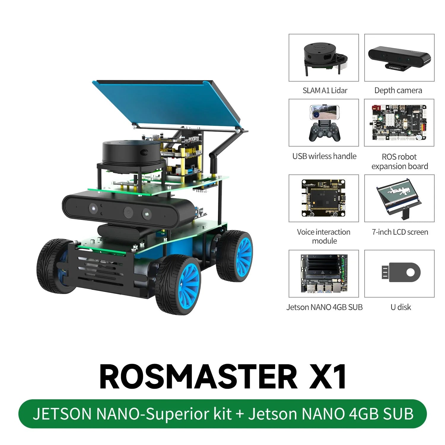 ROSMASTER X1 ROS STEM Education Python Programming Robot for Jetson NANO 4GB/TX2 NX/RaspberryPi 4B