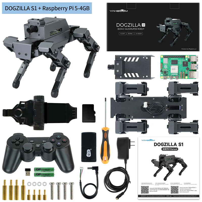 Yahboom 12DOF Robot Dog DOGZILLA S1/S2 STEM Education Python Programming Robot for Raspberry Pi 4B(Ubuntu 20.04+ROS2)