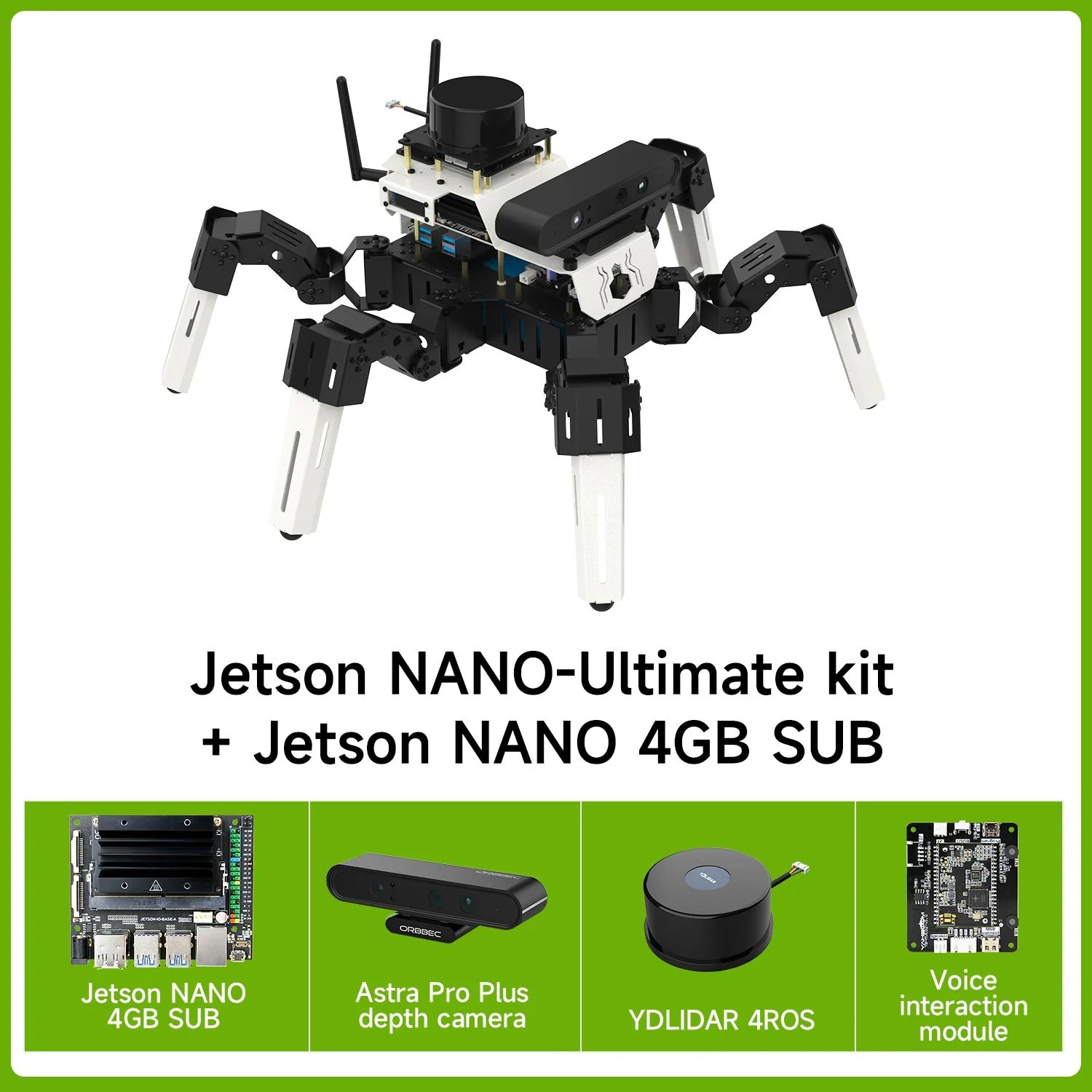 Yahboom 18DOF Muto RS Hexapod Robot ROS2 STEM Education Python Programming Robot for Raspberry Pi 4B and NVIDIA Jetson NANO