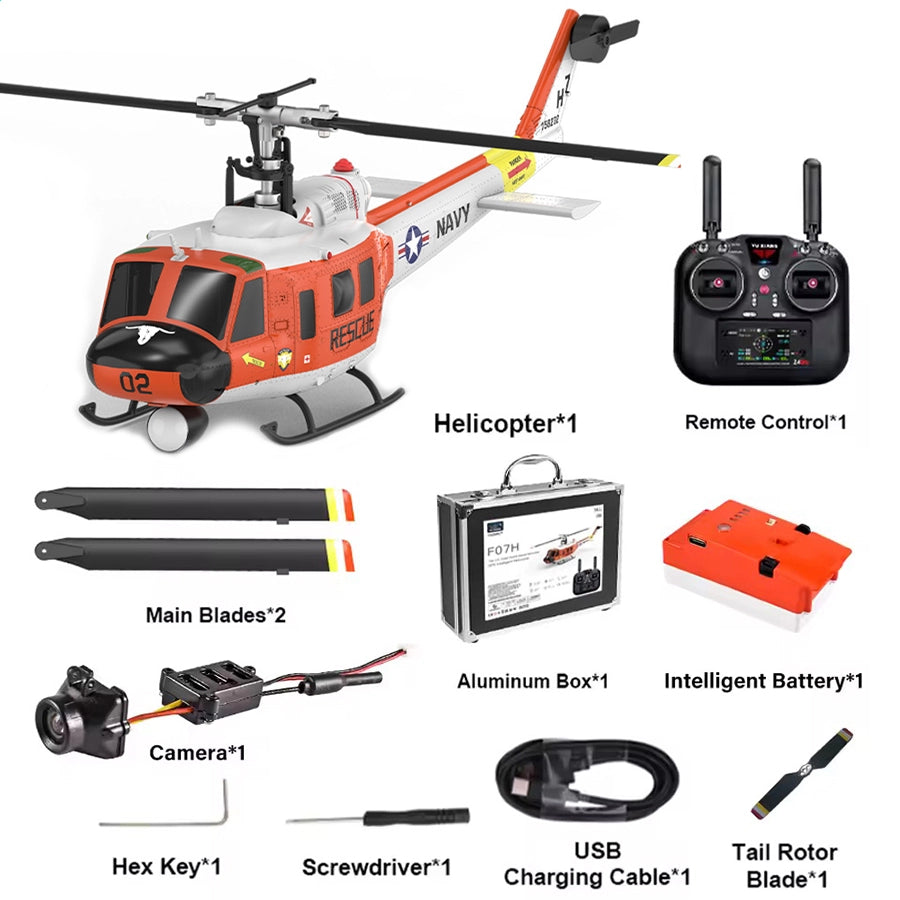 YUXIANG F07H Huey UH-1D RC Helicopter NAVY Rescue Scale GPS Optical Flow Positioning Intelligent Altitude Hold Helicopter