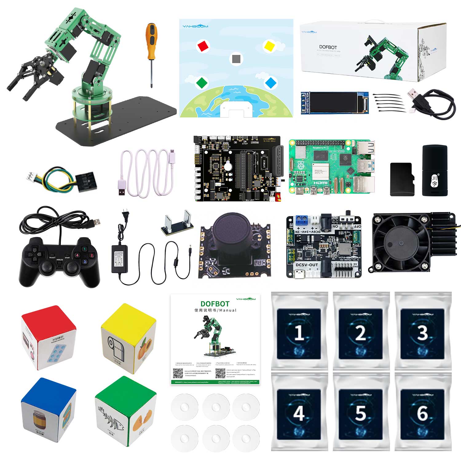 Yahboom DOFBOT AI Vision Robotic Arm ROS STEM Education Python Programming Robot for Raspberry Pi 4B 8GB/4GB