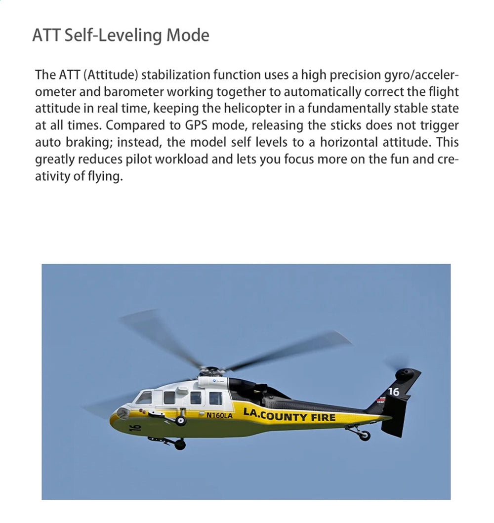 FLYWING UH-60L Firehawk 470L Scale Black Hawk 4-Blade ACE Flight Controller GPS RTF RC Helicopter