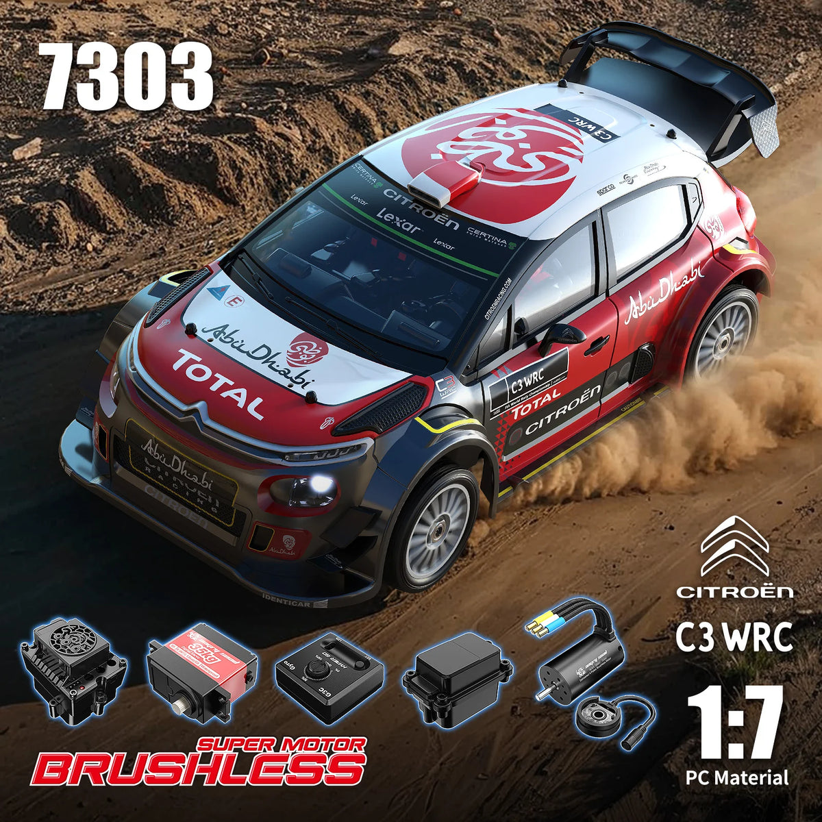 MJX HYPER GO 7303 WRC C3 4WD RC Car 1/7 2.4G 3CH Brushless High Speed Drift Rally Vehicle Genuine Authorization