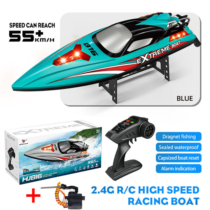 RC Boat HJ816 PRO Brushless 2 In 1 Racing Fishing Boat Trawler 55km/h High Speed RC Speedboat LED Outdoor Toys
