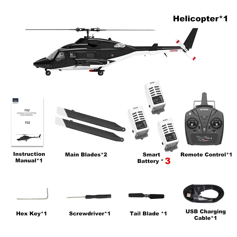 YUXIANG F02 Airwolf Helicopter Auto Stabilized 6CH 6-Axis Gyro Stabilization Optical Flow Positioning RC Helicopter
