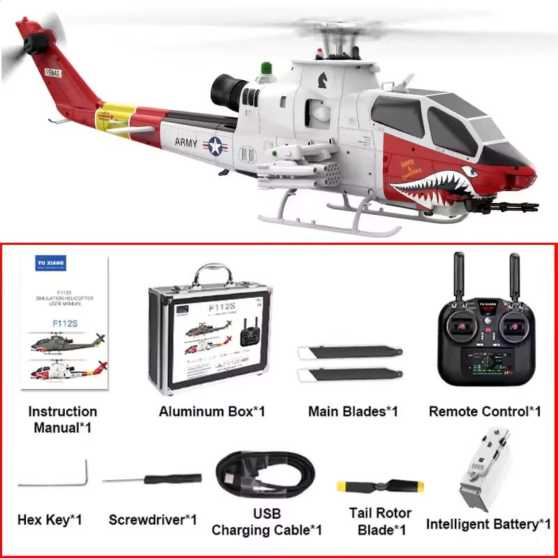YUXIANG F112S AH-1 Cobra RC Helicopter 9CH GPS Optical Flow Localization TOF Altitude Hold Brushless Motor 1:32 Scale Helicopter