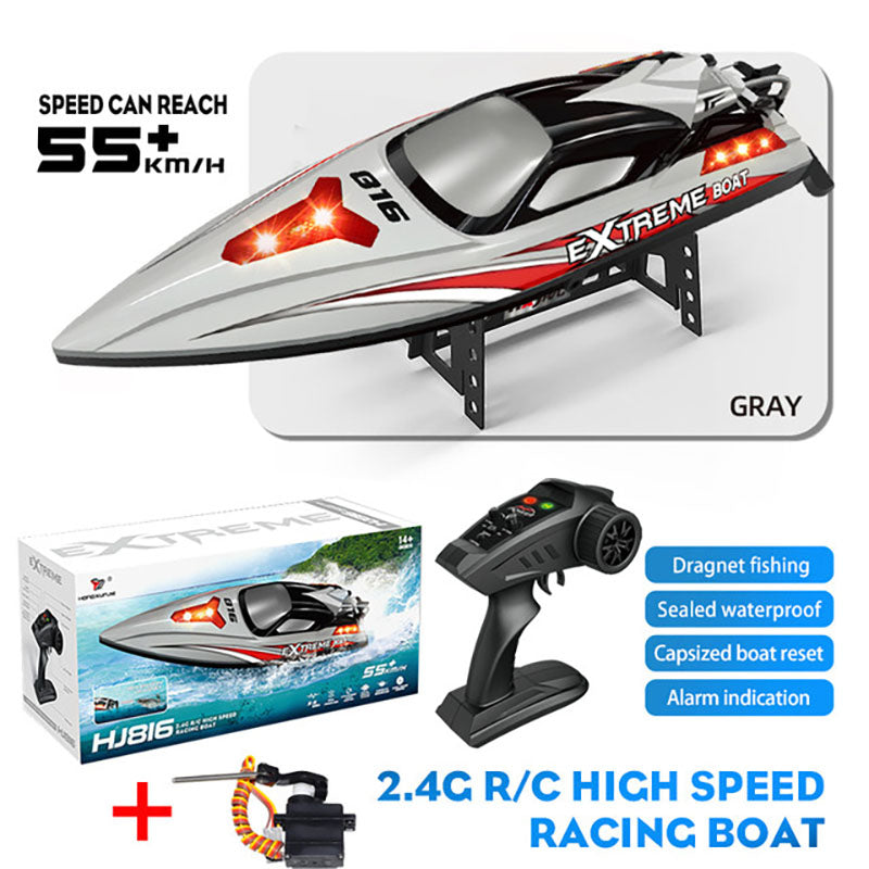 RC Boat HJ816 PRO Brushless 2 In 1 Racing Fishing Boat Trawler 55km/h High Speed RC Speedboat LED Outdoor Toys