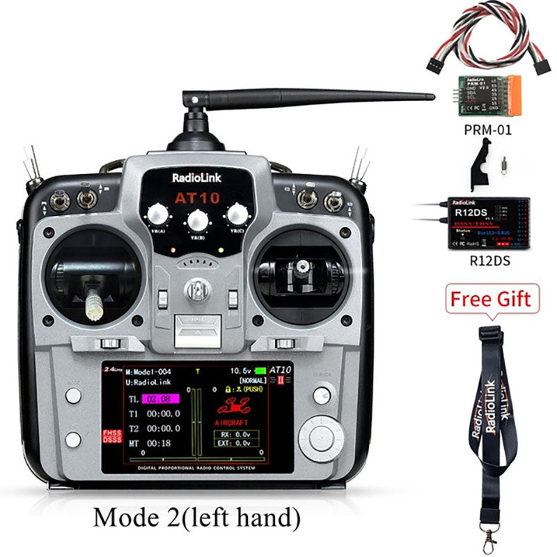 Radiolink AT10II 12CH RC Transmitter R12DS Receiver 2.4GHz DSSS&FHSS Spread Radio Remote Controller for RC Drone/Fixed Wing/Multicopters/Helicopter