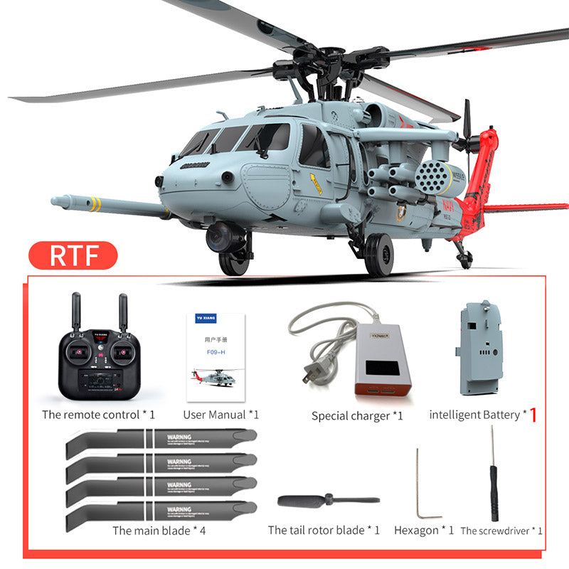 YXZNRC F09-H Naval Eagle RC Helicopter 6CH 6-Axis Gyro GPS Optical Flow Positioning 5.8G FPV Camera Dual Brushless Combat Helicopter