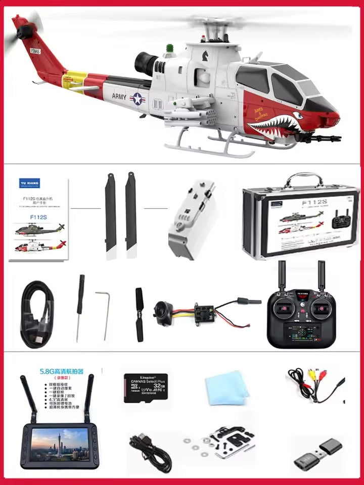 YUXIANG F112S AH-1 Cobra RC Helicopter 9CH GPS Optical Flow Localization TOF Altitude Hold Brushless Motor 1:32 Scale Helicopter