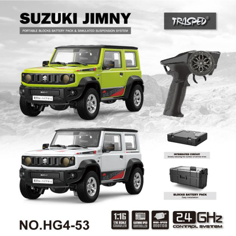 HG HG4-53 TRASPED SUZUKI JIMNY RC Car 1/16 3WD Rock Crawler LED Light Simulated Sound Off-Road Climbing Truck Full Proportional RC Toys