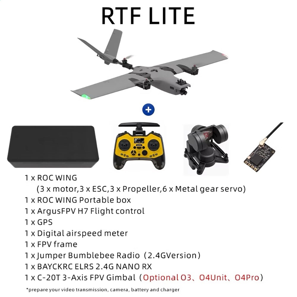AFModel ROCWING VTOL Drone 3-axis FPV Fixed-wing Airplane UAV Model Airplane Reconnaissance Airplane
