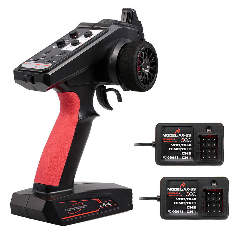 AUSTAR AX6S 2.4G 4CH Transmitter Radio Remote Control with AX-6S Receiver for Q65 MN90 1/10 1/8 TRX4 Axial SCX10 D90 RC Car Boat