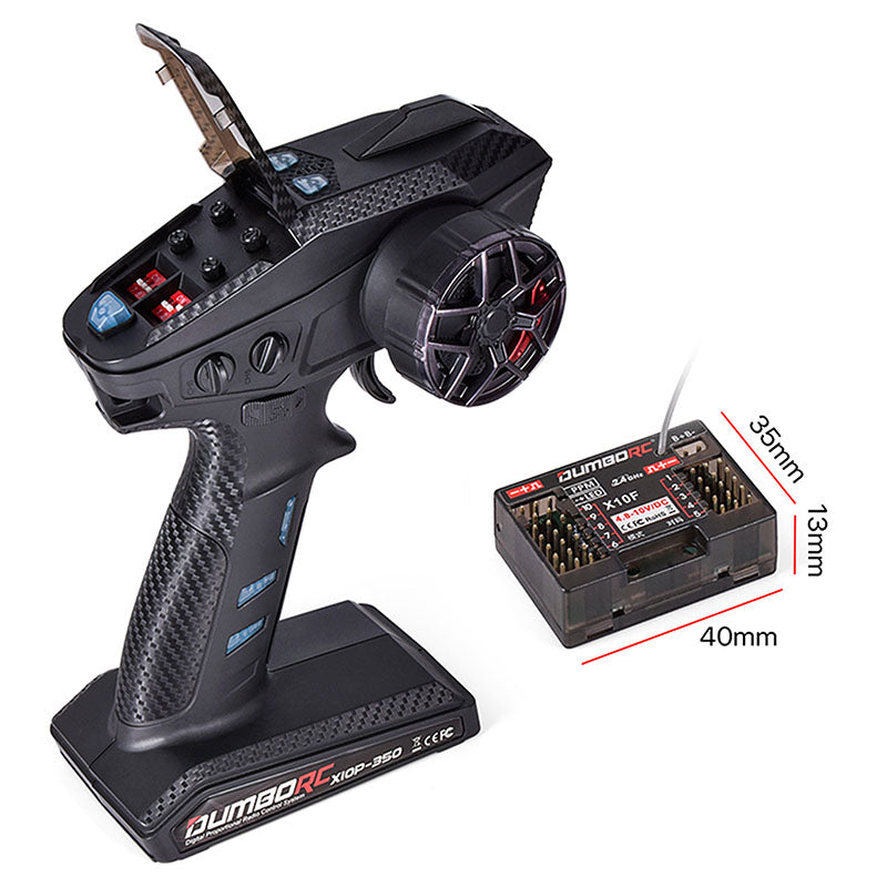 DumboRC X10P-350 10CH 2.4GHZ 4.8-12V RC Transmitter with X10F Receiver for Remote Control Car Boat Tank Model Toy Accessories