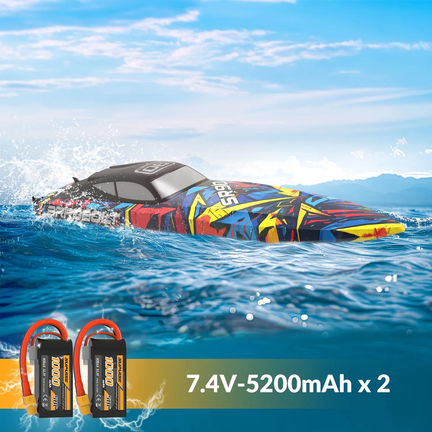 Volantexrc 798-5 SR90 RC Boat 70km/h 2.4G Brushless Water Cooling Ship Capsize Reset Fast High Speed Waterproof Speedboat Toys