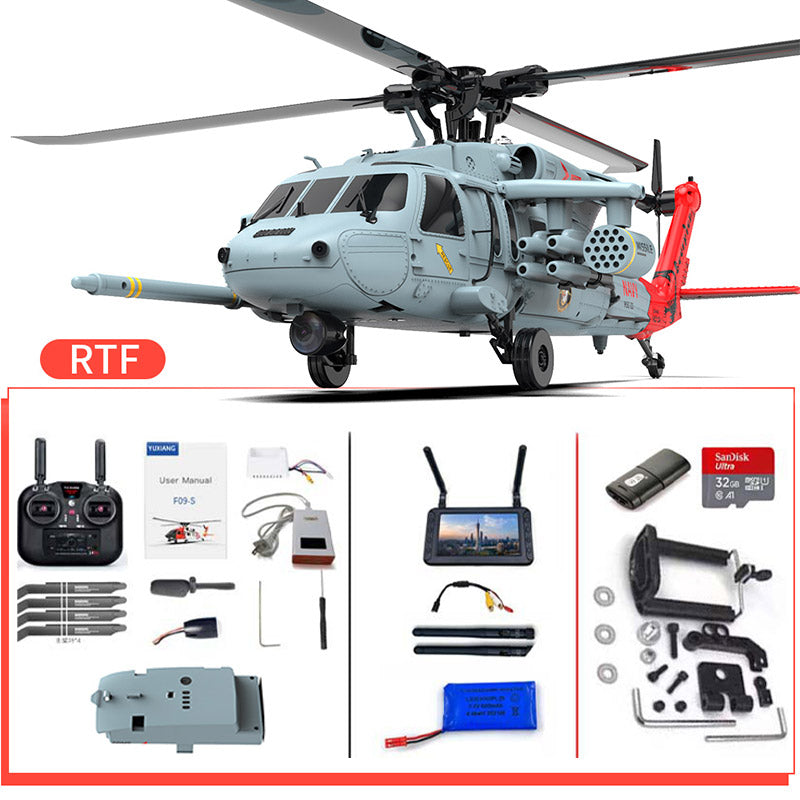 YXZNRC F09-H Naval Eagle RC Helicopter 6CH 6-Axis Gyro GPS Optical Flow Positioning 5.8G FPV Camera Dual Brushless Combat Helicopter