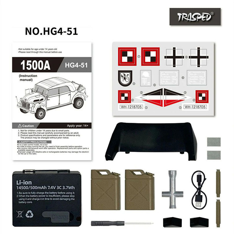 HG HG4-52 TRASPED STEYR COMMAND VEHICLE RC Car 1/18 4WD Off-Road Climbing Truck LED Light Simulated Sound Full Proportional RC Toys