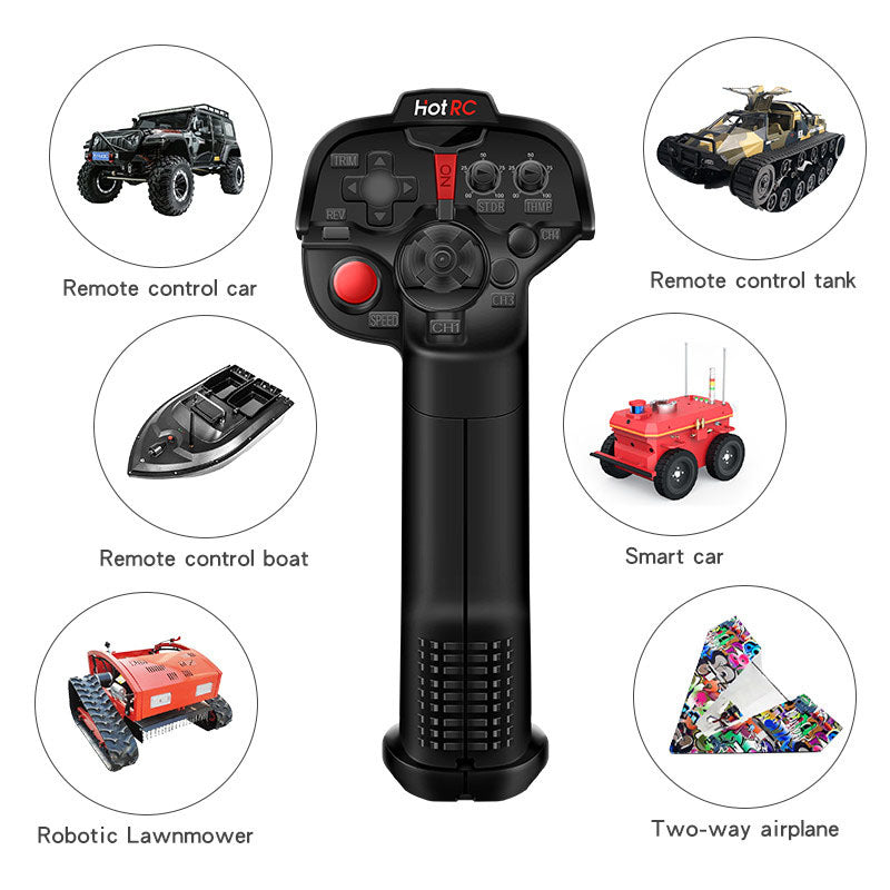HOTRC DS-4A 2.4G 4 Channel Single Hand RC Radio Transmitter with 4CH Receiver for RC Car Boat Drone