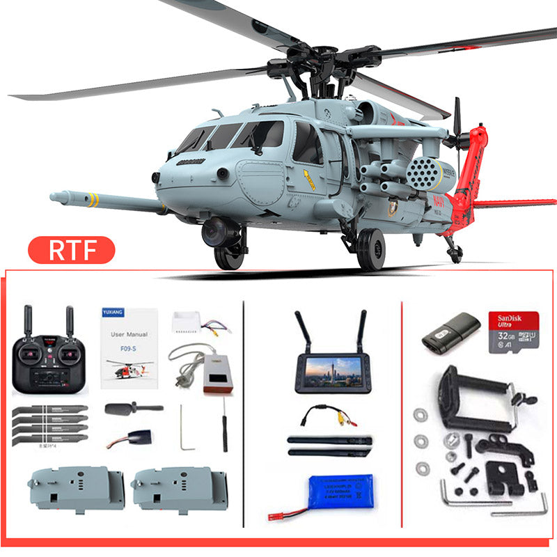YXZNRC F09-H Naval Eagle RC Helicopter 6CH 6-Axis Gyro GPS Optical Flow Positioning 5.8G FPV Camera Dual Brushless Combat Helicopter