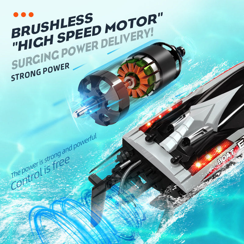 RC Boat HJ816 PRO Brushless 2 In 1 Racing Fishing Boat Trawler 55km/h High Speed RC Speedboat LED Outdoor Toys