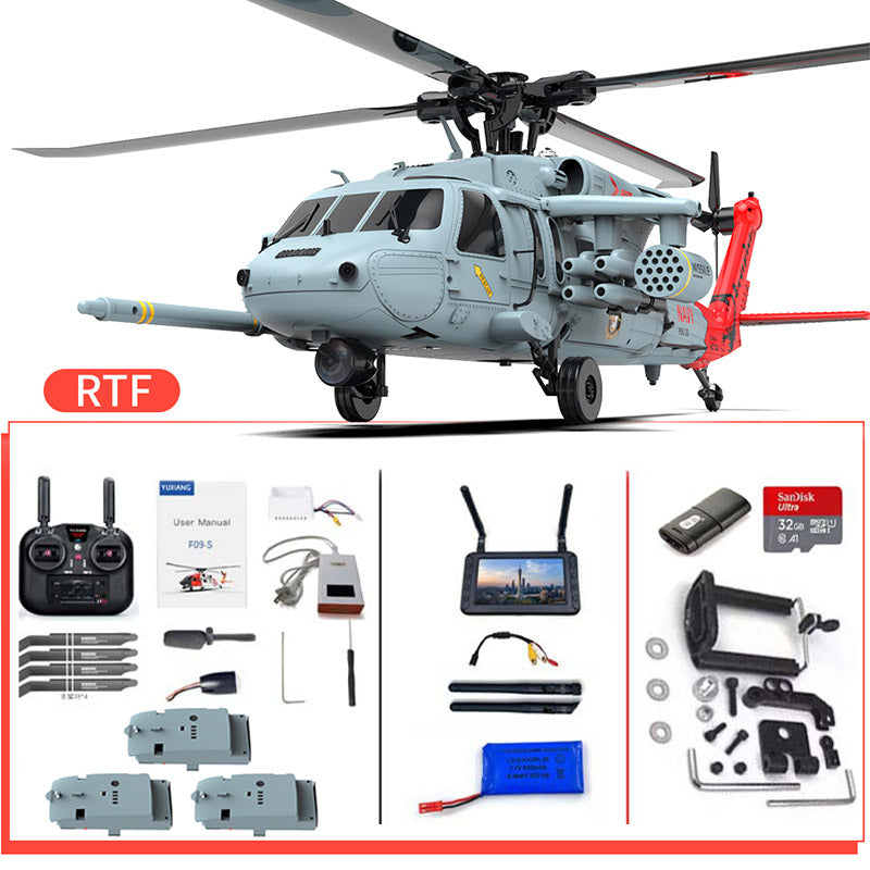 YXZNRC F09-H Naval Eagle RC Helicopter 6CH 6-Axis Gyro GPS Optical Flow Positioning 5.8G FPV Camera Dual Brushless Combat Helicopter