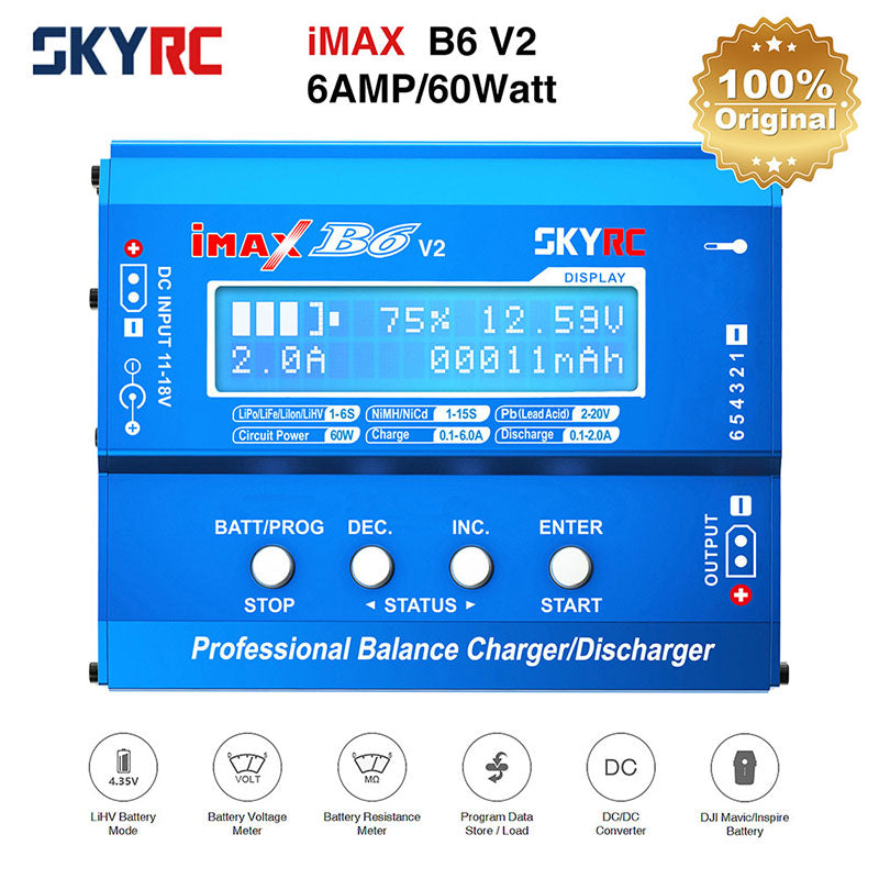 SKYRC IMAX B6 V2 Digital Lipo NiMh Battery Balance Charger With AC POWER 12v 5A Adapter for RC Car Helicopter Toys