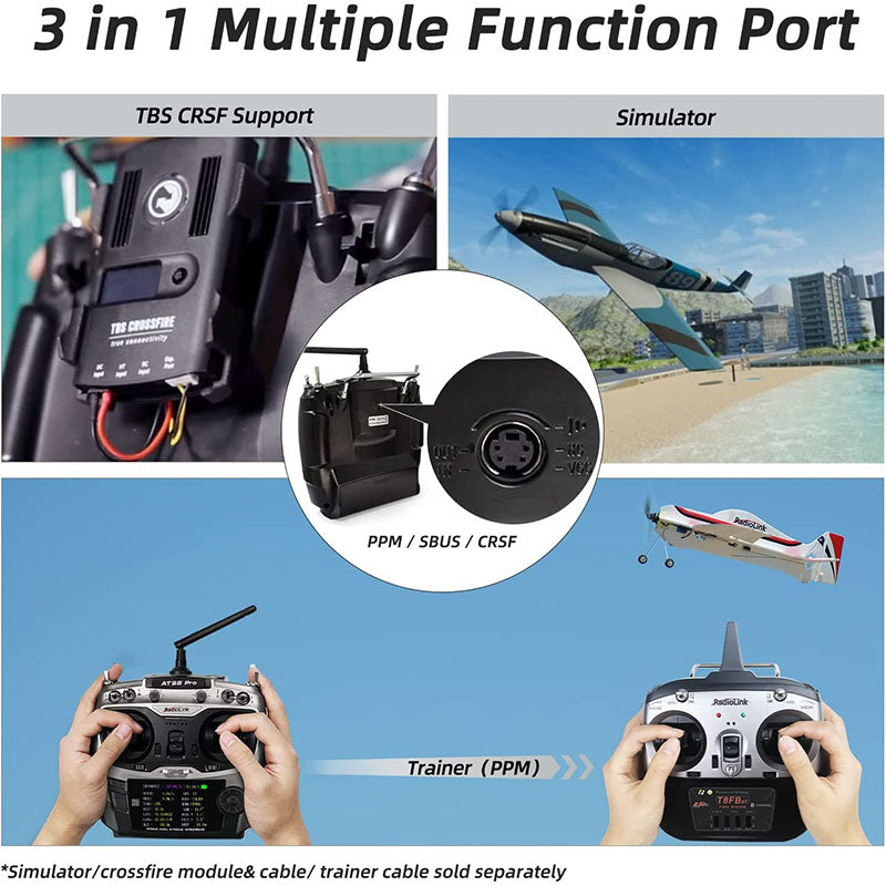 Radiolink AT9S Pro 12CH 2.4G Radio Transmitter R9DS Receiver Support Crossfire Protocol for for Airplane/Jet/FPV Racing Drone/Quad/RC Truck Car/Boat