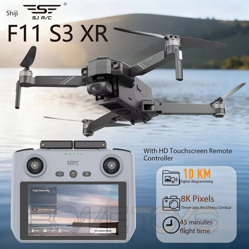 SJRC F11 S3 XR 3-Axis Gimbal 4K Drone EIS HD Camera GPS 5G WiFi Brushless Quadcopter Remote Control With Screen