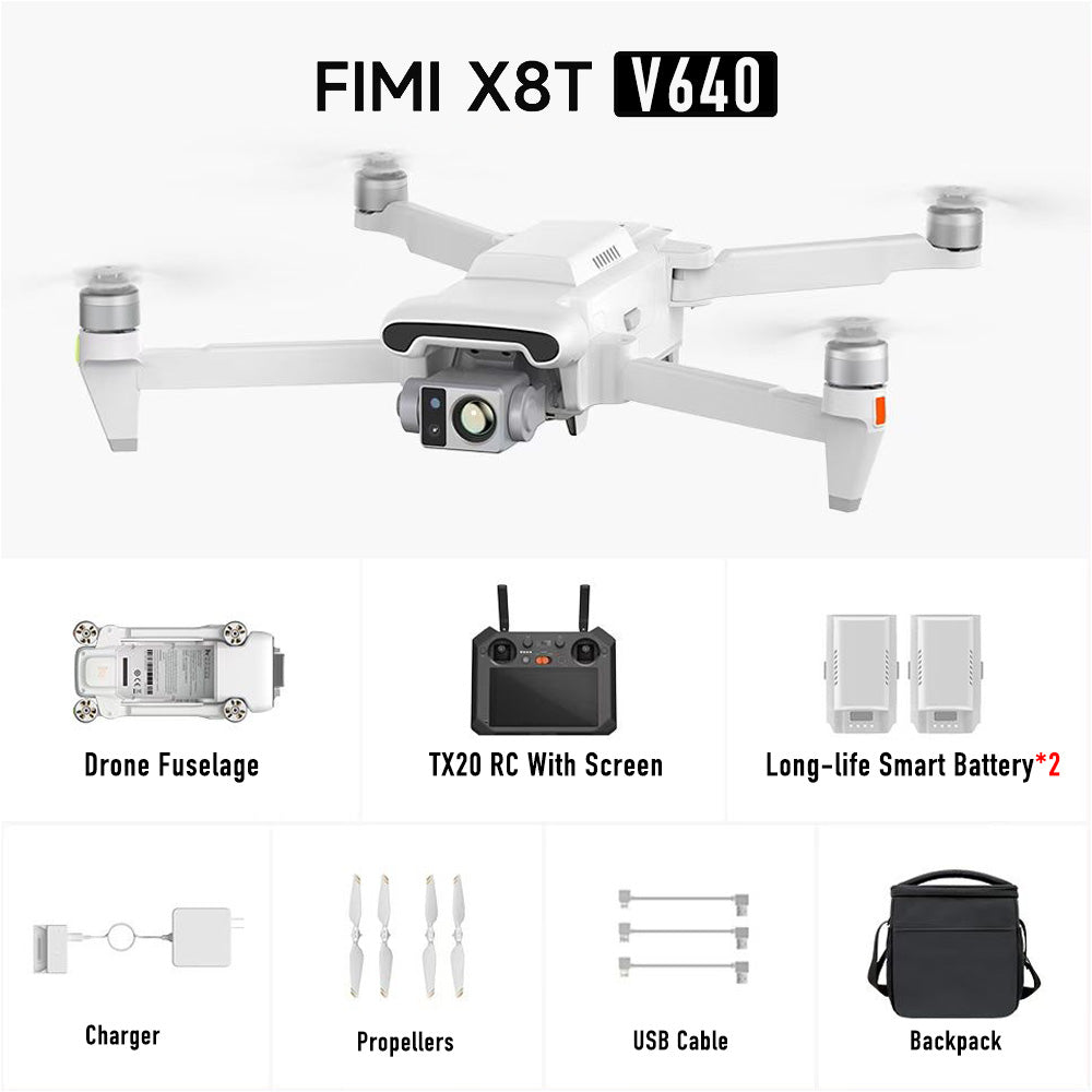 FIMI X8T 4K Drone Lnfrared Thermal Imaging 3-Camera gimbal system RokLink 5.0 20KM Transmission GPS Quadcopter