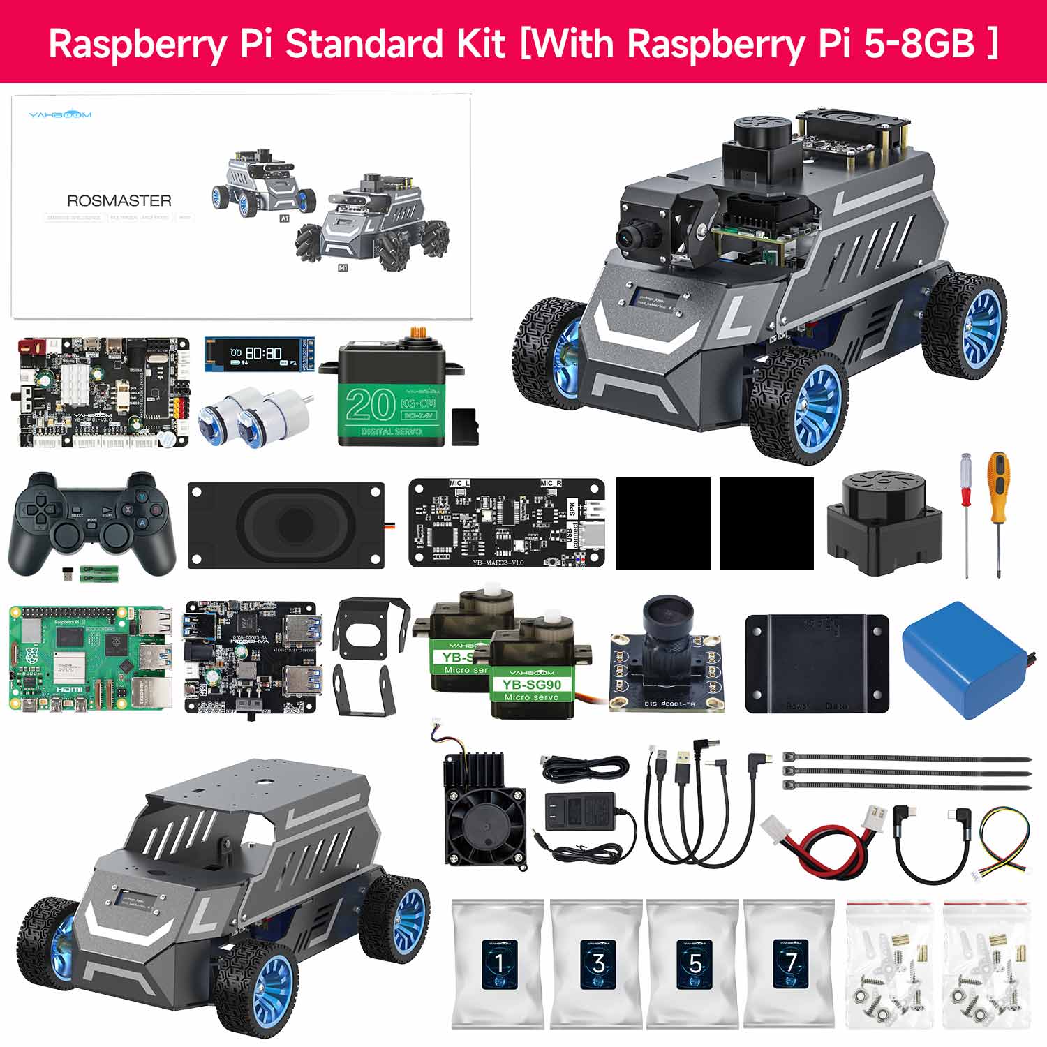 Yahboom ROSMASTER A1 AI Large Model ROS2 STEM Education Python Programming Robot with Ackerman steering chassis