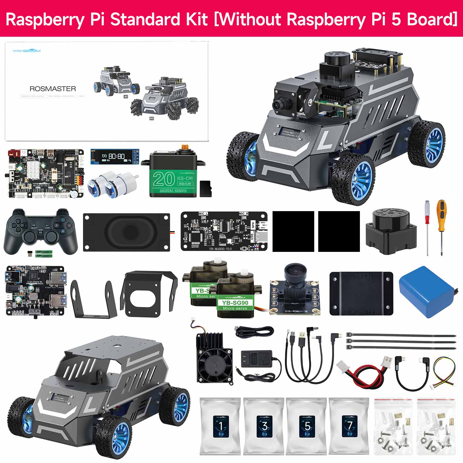 Yahboom ROSMASTER A1 AI Large Model ROS2 STEM Education Python Programming Robot with Ackerman steering chassis