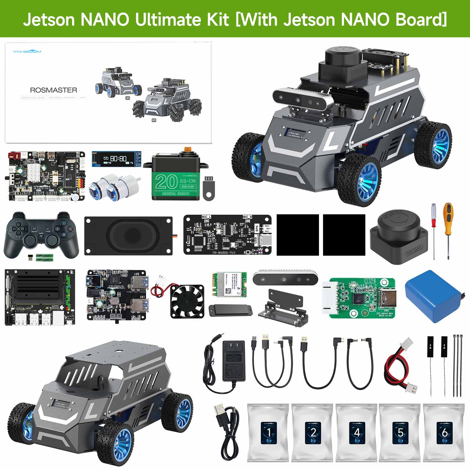 Yahboom ROSMASTER A1 AI Large Model ROS2 STEM Education Python Programming Robot with Ackerman steering chassis