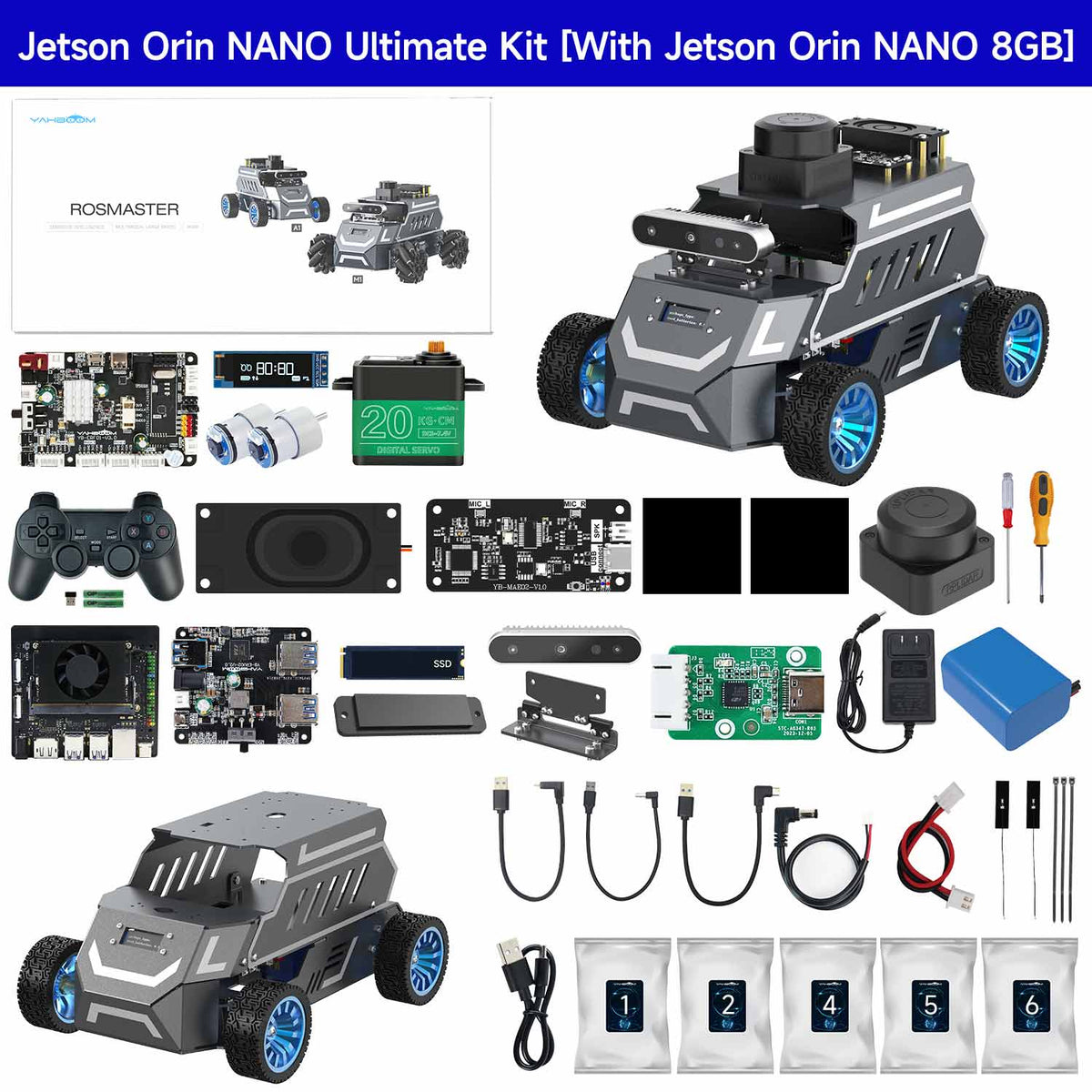 Yahboom ROSMASTER A1 AI Large Model ROS2 STEM Education Python Programming Robot with Ackerman steering chassis