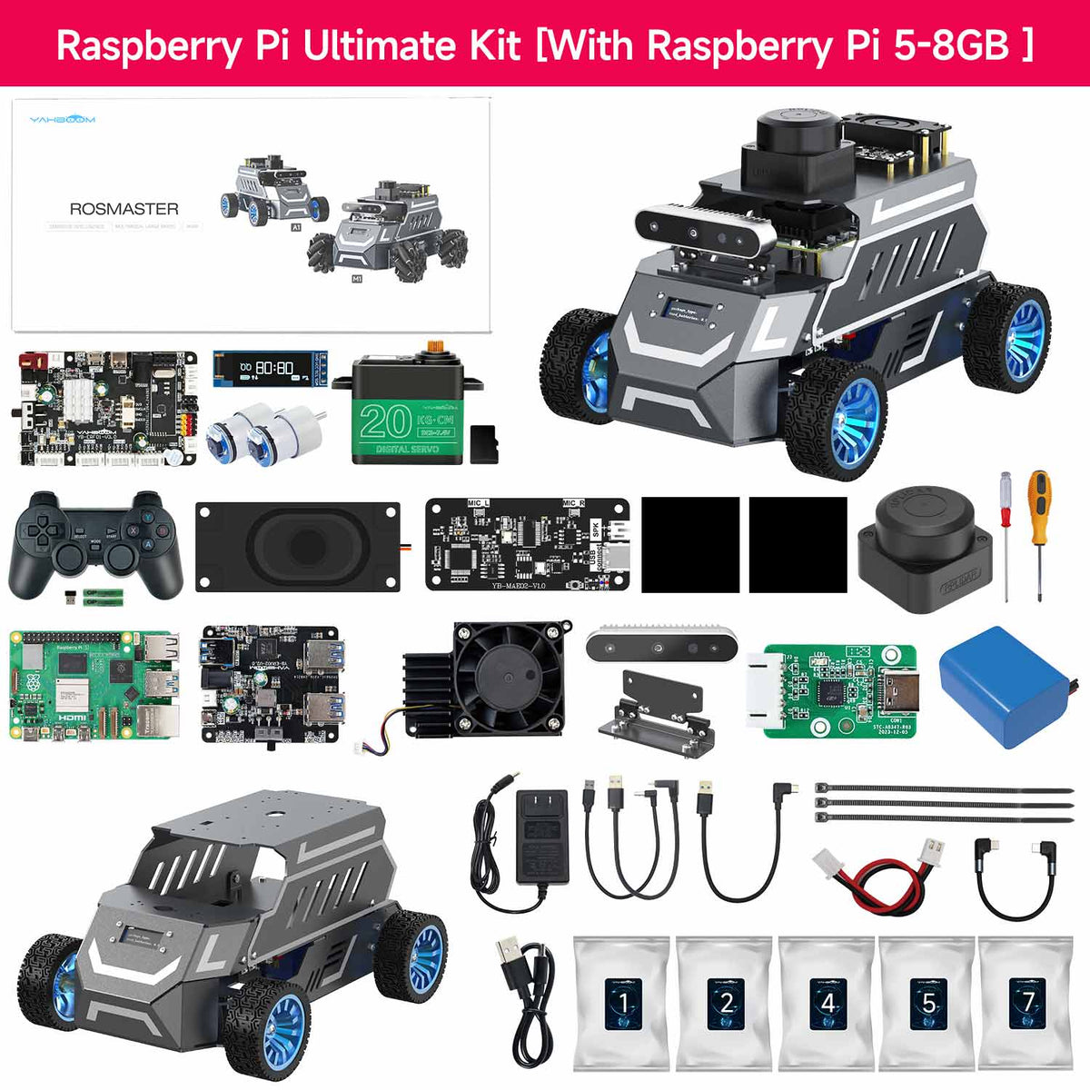 Yahboom ROSMASTER A1 AI Large Model ROS2 STEM Education Python Programming Robot with Ackerman steering chassis