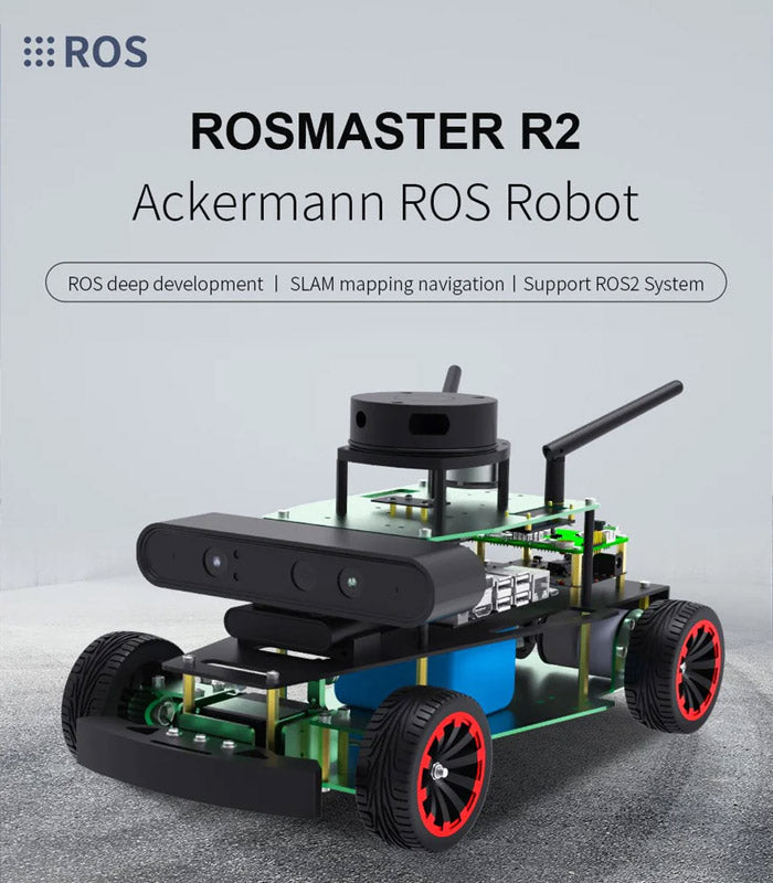 ROSMASTER R2 ROS2 STEM Education Python Programming Robot with Ackermann structure for Jetson NANO 4GB/Orin NANO/Orin NX/RPi 4B