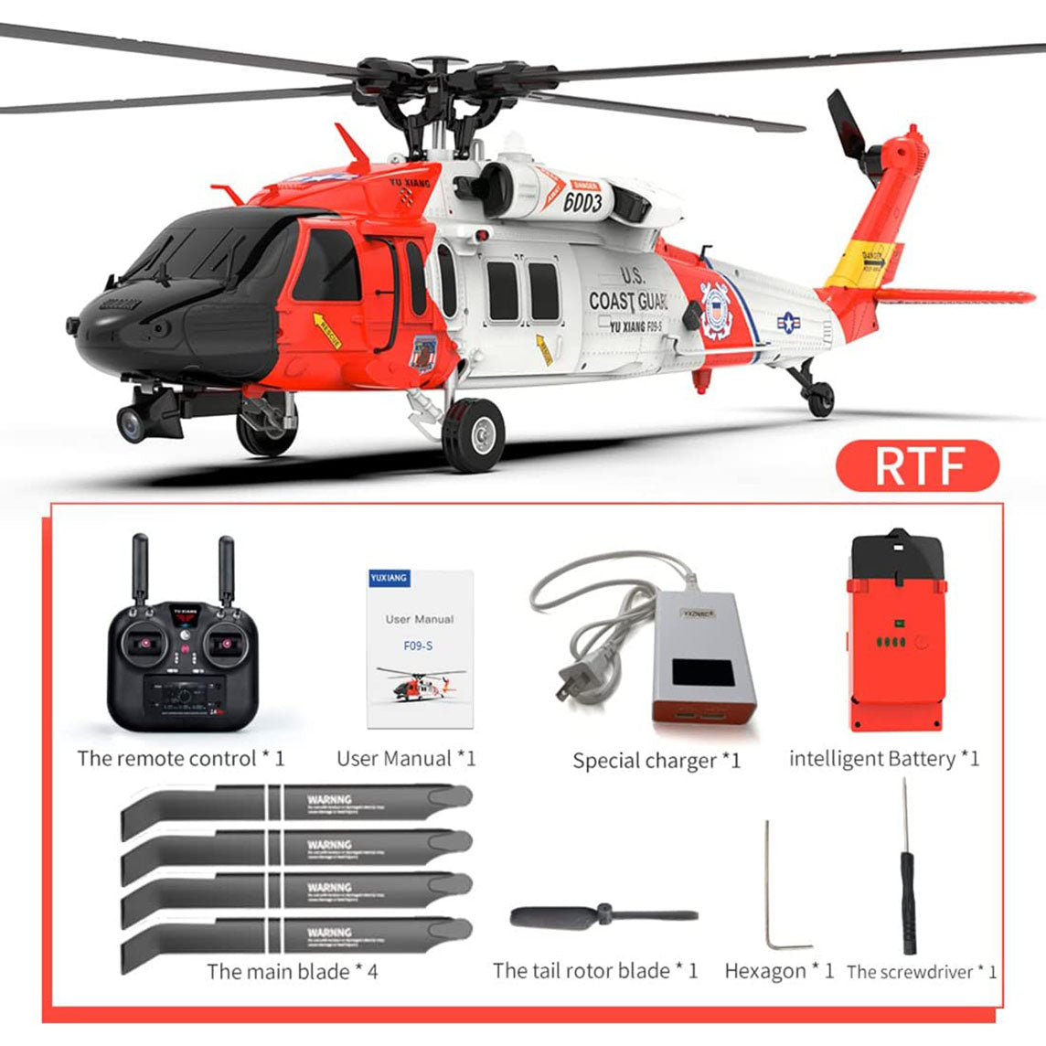 YXZNRC F09-S 6CH 6-Axis Gyro RC Helicopter GPS Optical Flow Positioning FPV Camera Brushless Flybarless Plane