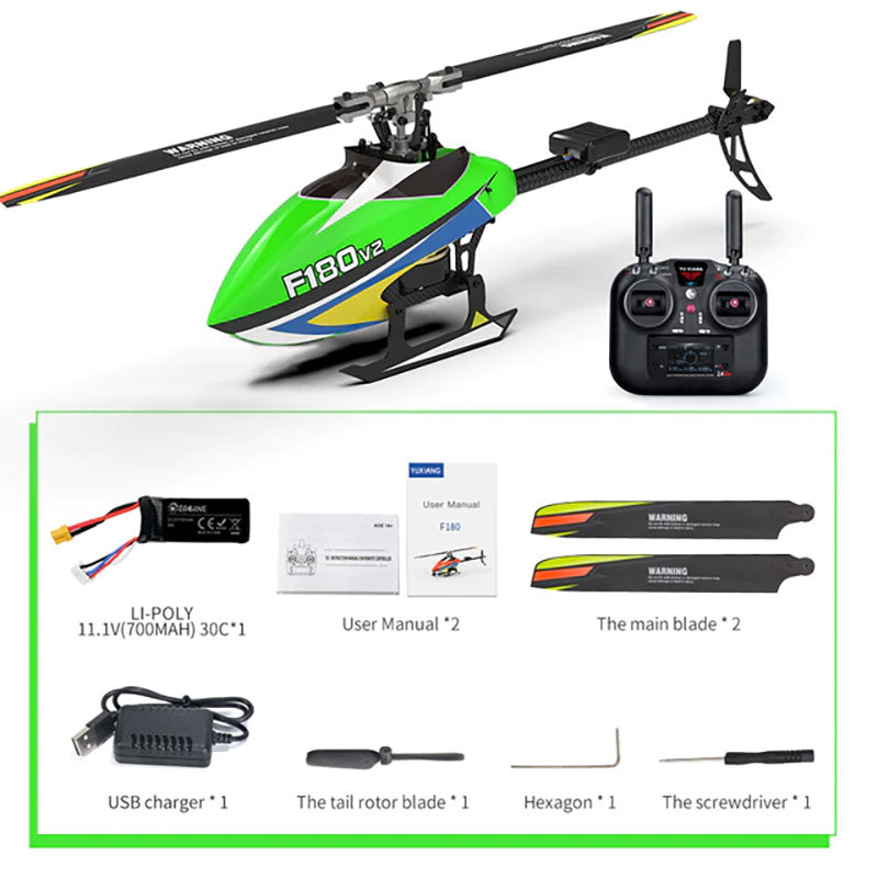 YXZNRC F180 V2 6CH 6-Axis Gyro Optical Flow Localization FPV Camera Brushless Helicopter