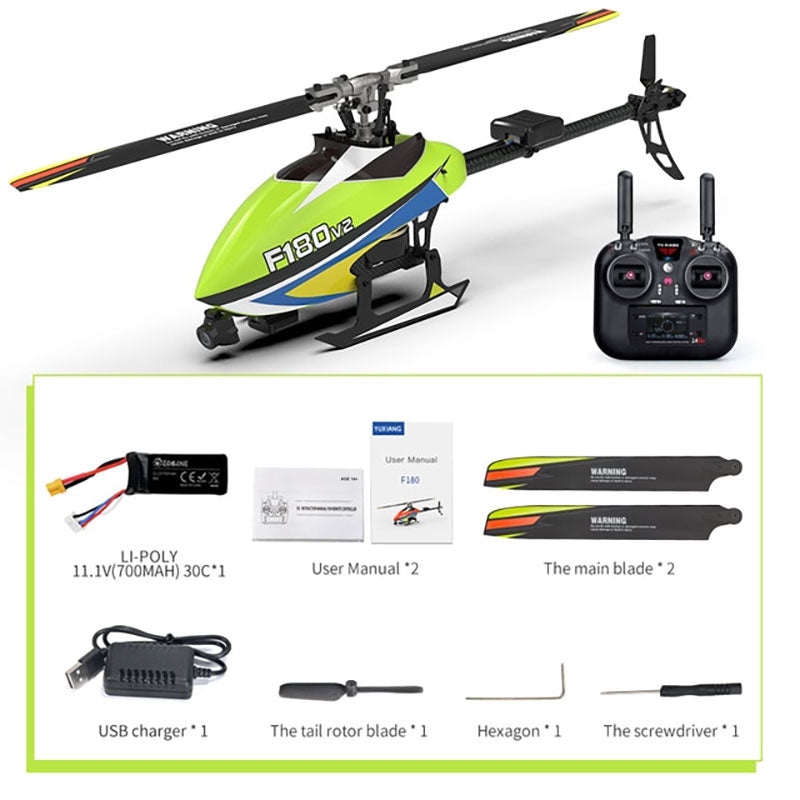 YXZNRC F180 V2 6CH 6-Axis Gyro Optical Flow Localization FPV Camera Brushless Helicopter