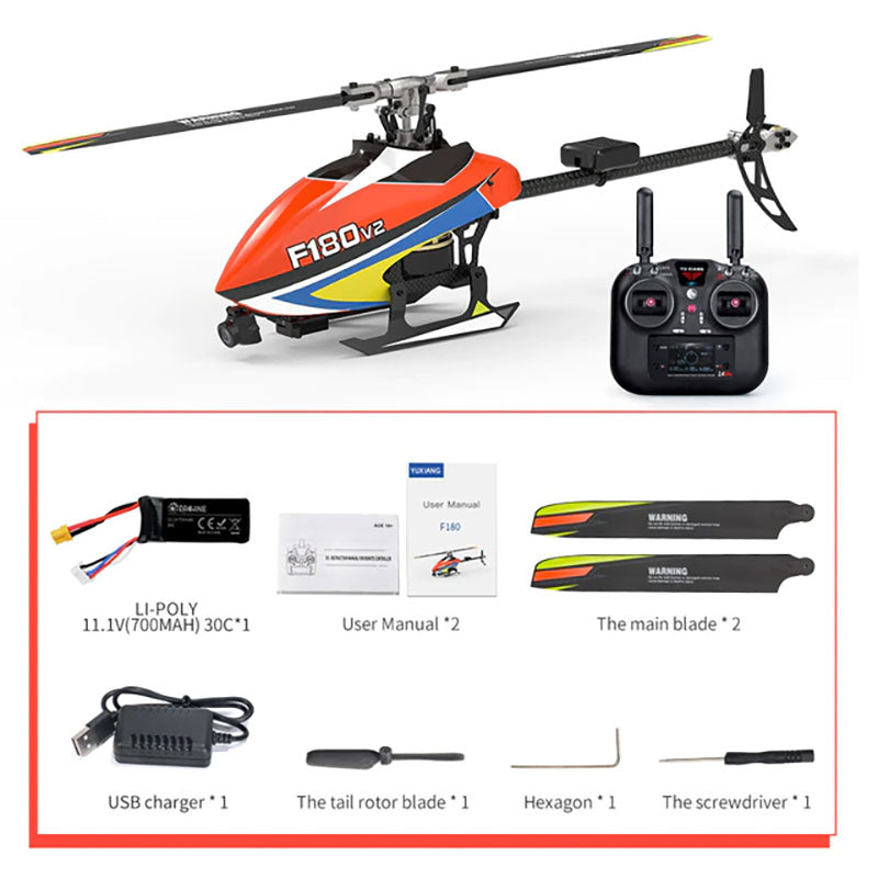 YXZNRC F180 V2 6CH 6-Axis Gyro Optical Flow Localization FPV Camera Brushless Helicopter