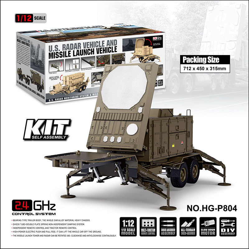 HG P804 P805 1/12 Alloy Chassis Radar Car Simulation Missile Launch Military Off-road Vehicle